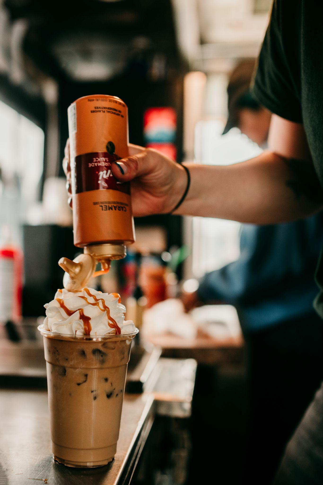 A cold brew coffee being made at the coffee cart